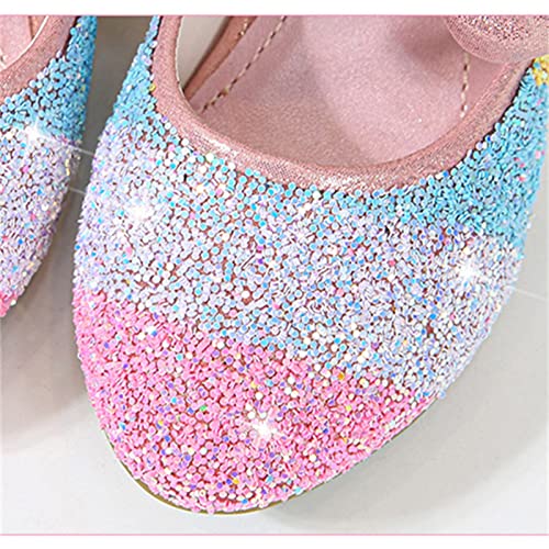 OMEARK Girls Wedding Dress Shoes Round Head Sparkly Glitter Flat Party Shoes Princess Crystal Bowknot Ballet Flats Breathable Low Heeled Girls Dress Up Shoes4