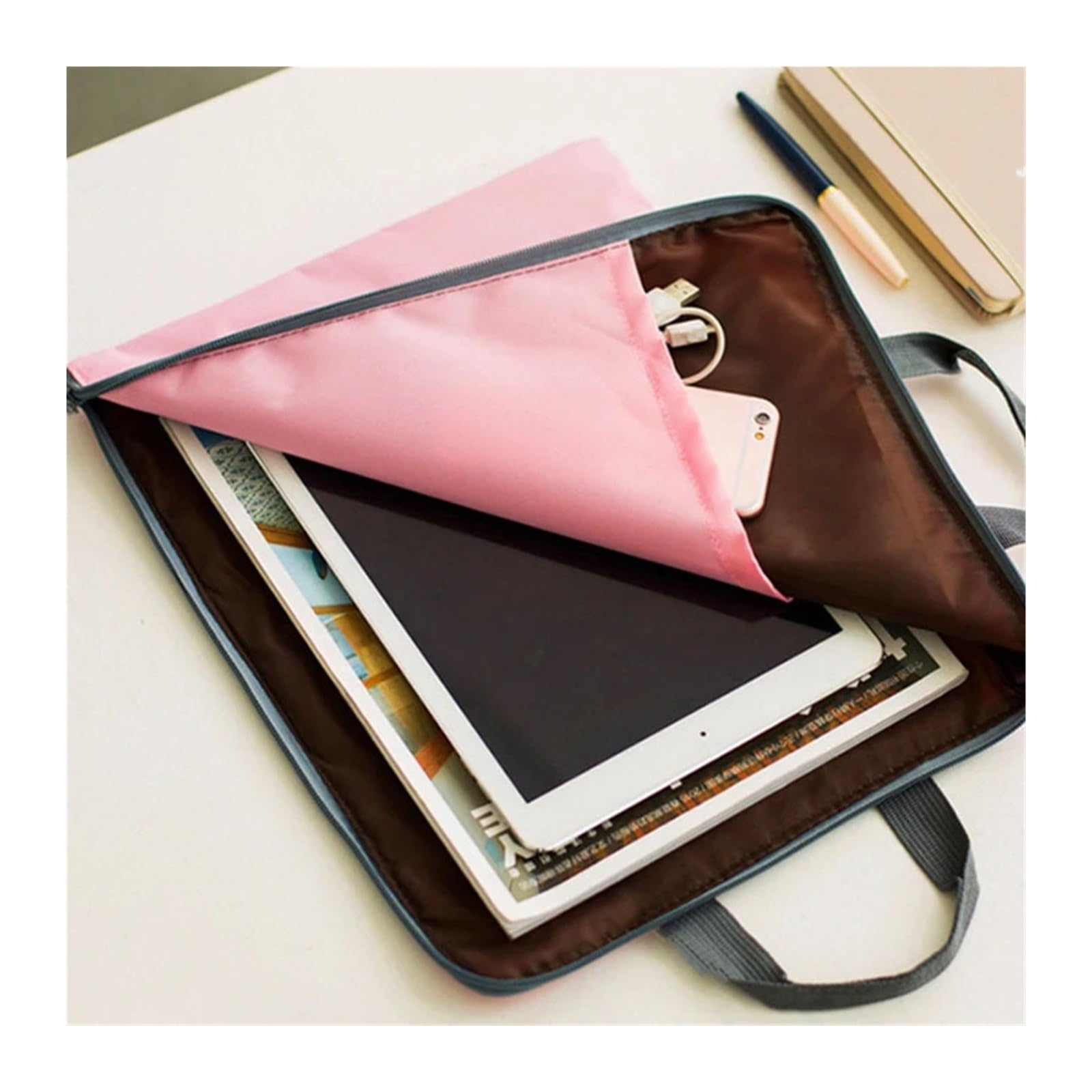 6pcs Paper Portable Pocket Bill File Folder Office & School Supplies Storage Document Holder Fabric Pouch Package Per Scrivania