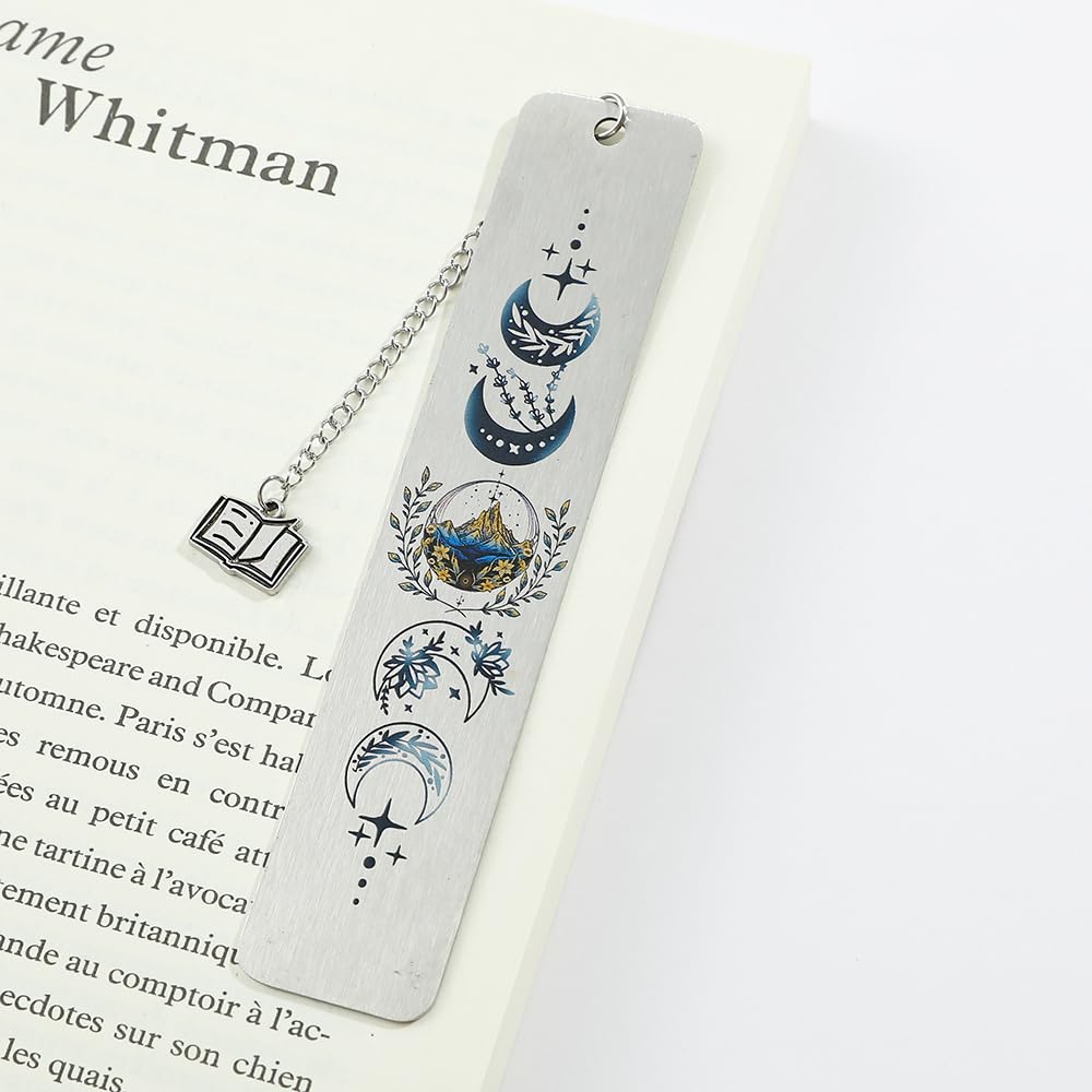 Moon Pattern Stainless Steel Bookmark - Beautiful Metal Reading Marker Perfect For Book Lovers