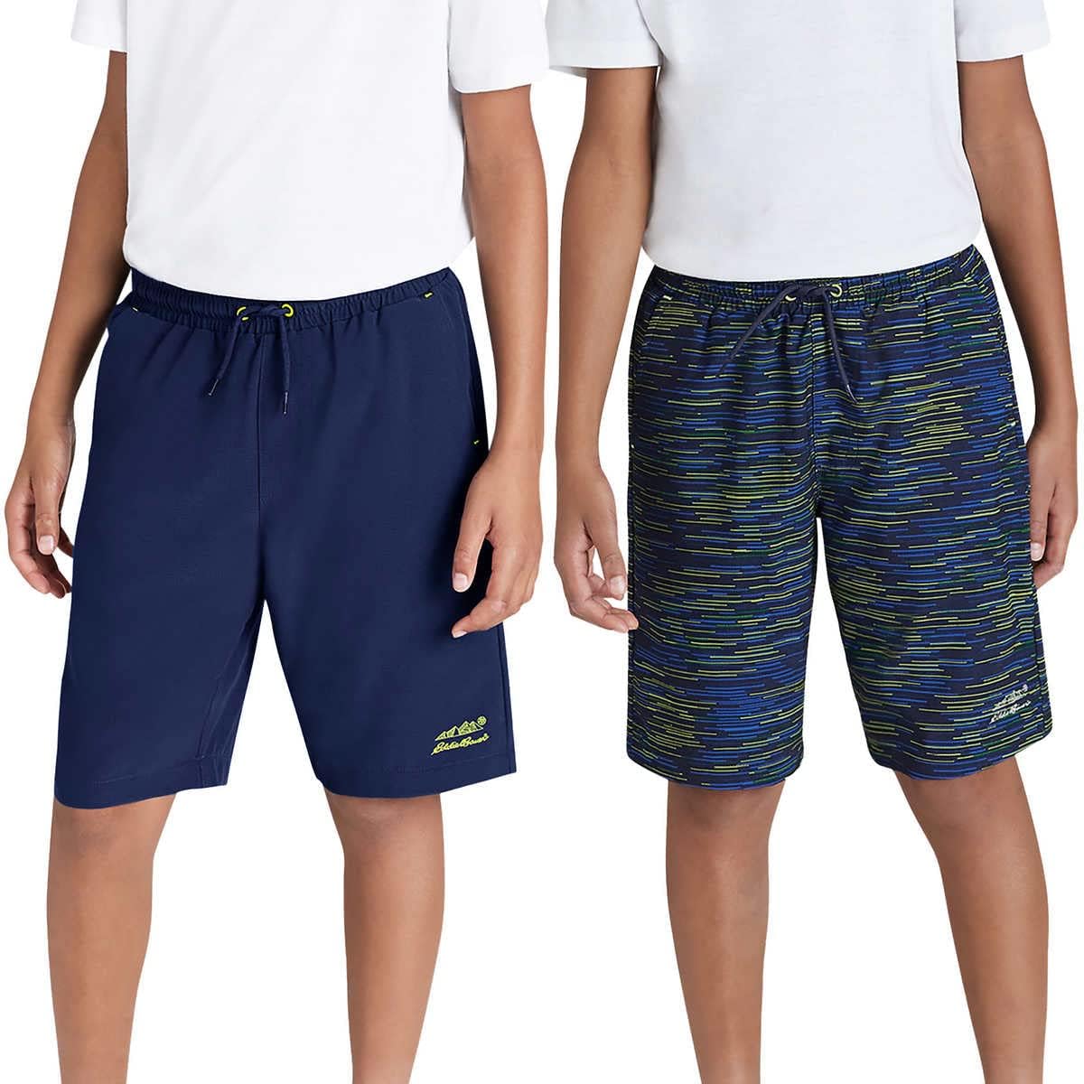 Eddie Bauer Boys 2-Pack Hybrid Shorts (US, Alpha, X-Large, Regular, Navy/Navy Space Dye)