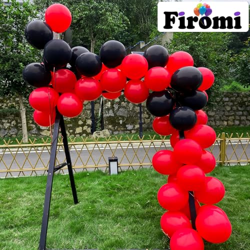 Image of Firomi Matte Latex Red Balloons 12-inch 100 Pack (with 3 Ribbons)