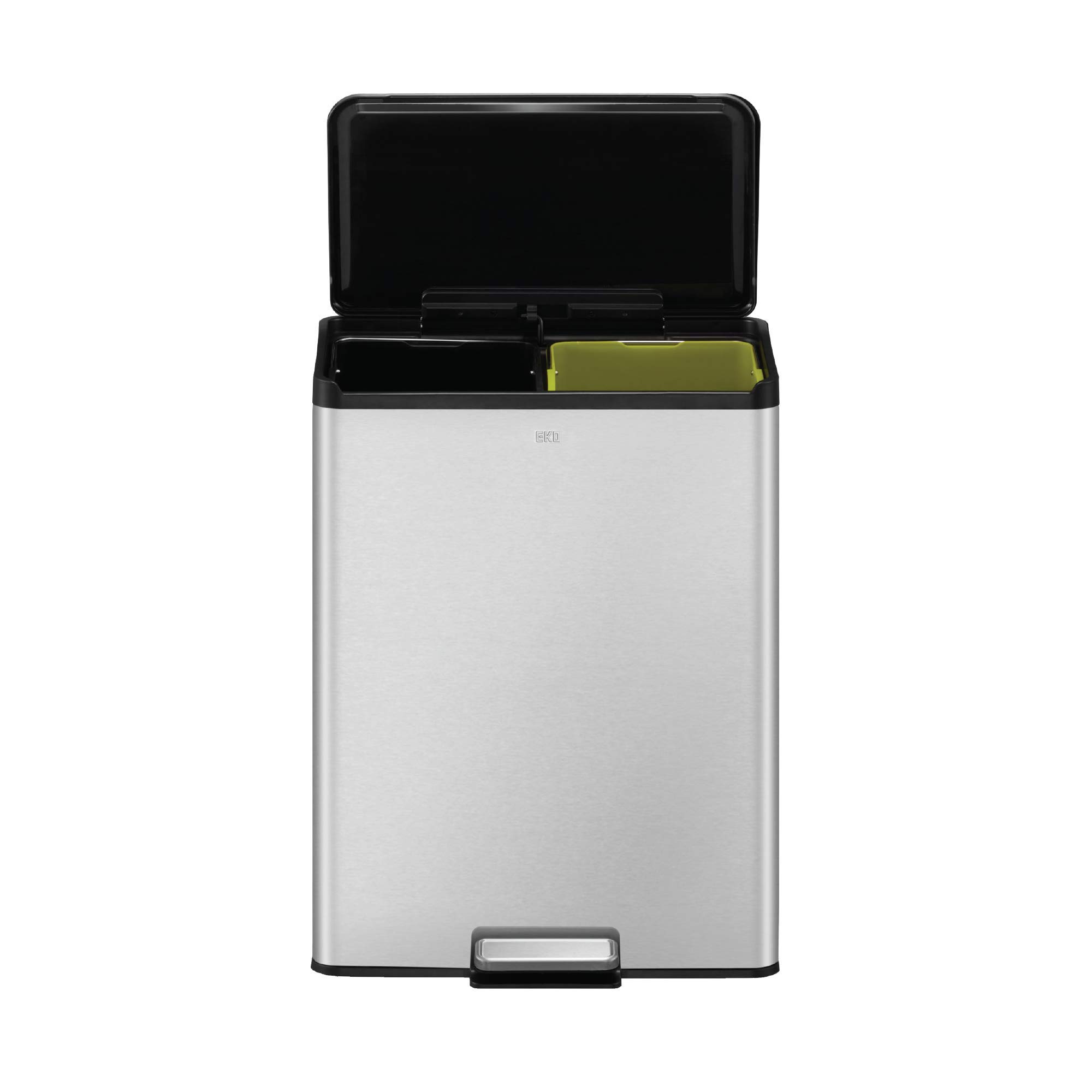 EKO - Ecocasa III Recycling Kitchen Bin - Dual Compartment Pedal Rubbish Bin - Perfect for Kitchen & Home, Stainless Steel 20+20Litre