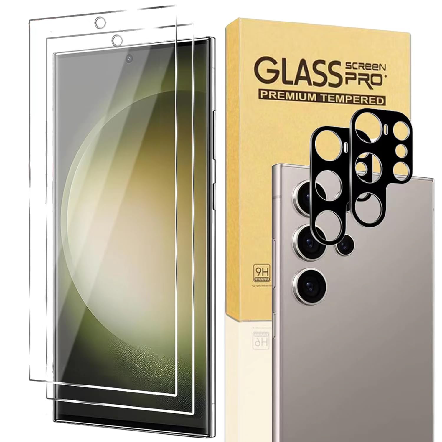 [2+2 Pack] Galaxy S24 Ultra Screen Protector, 9H Tempered Glass Scratch Resistant, Ultrasonic Fingerprint Support, For Samsung Galaxy S24 Ultra 5G 6.8 Inch Glass Screen Protector