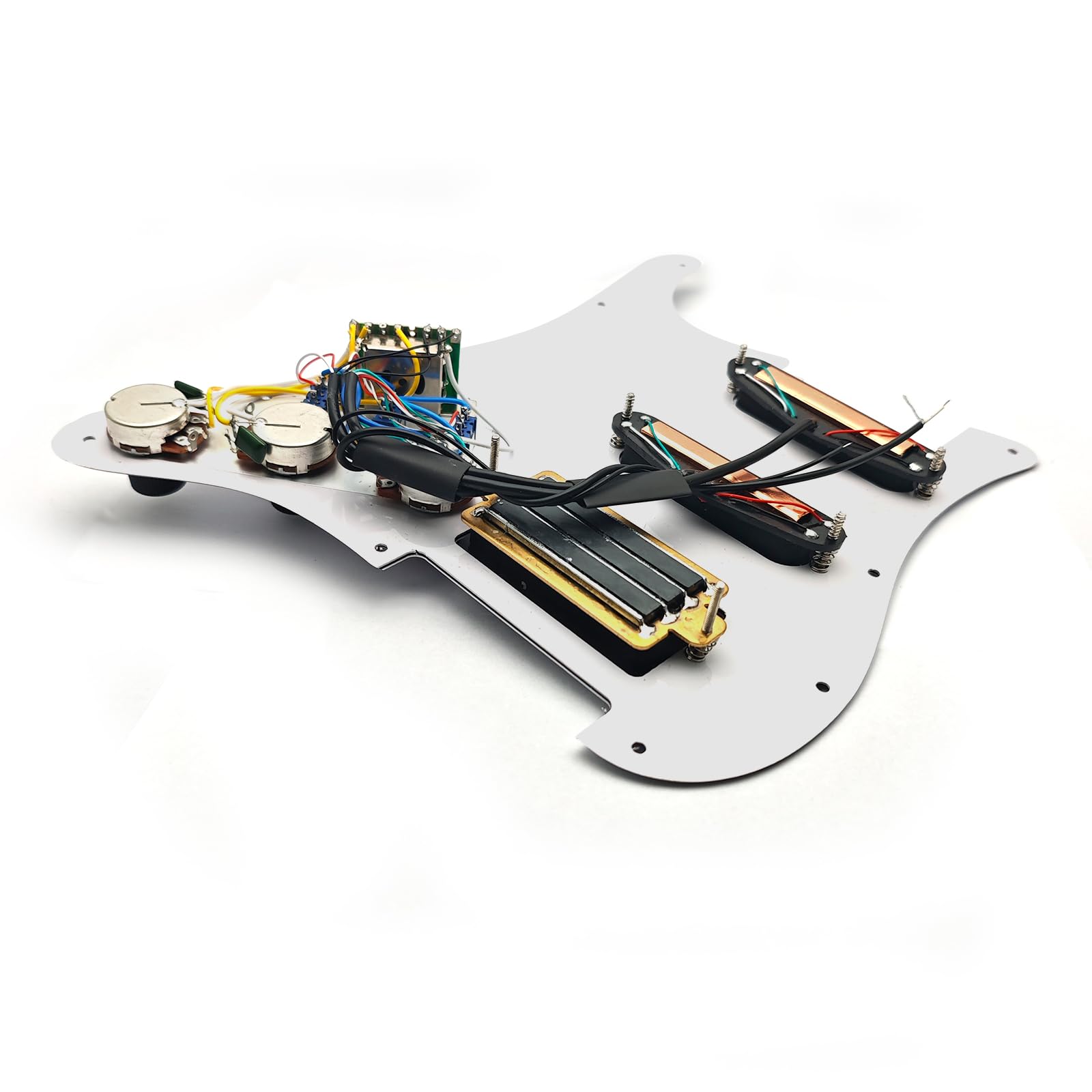 MAXCHEER SSH-Coil Splitting E-Gitarren-Schlagbrett, zwei Mini-Humbucker + ein 4-spuliger Tonabnehmer, hohe Ausgangsleistung (9K/9K/18K) geladen, vorverdrahtete Schlagplatte (Perlweiß, SSH)