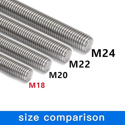 Miniatura 13 de Feelers Varilla roscada de acero inoxidable 304 M8-1.25, tornillo roscado largo, rosca derecha, 9.843 in de longitud【Paquete de 2】