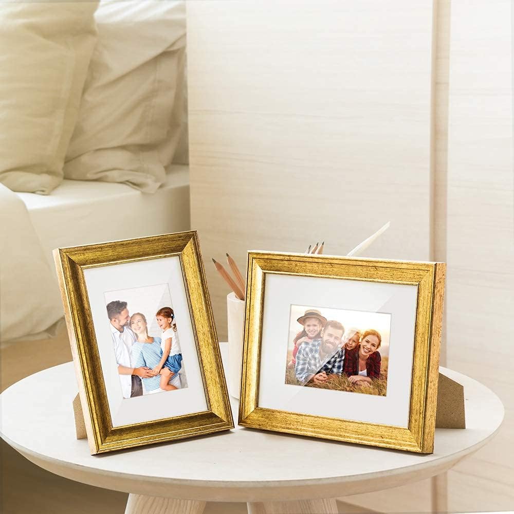 TWING 8x10 Gold Picture Frames Set of 6, Gold Frames Display Pictures 5x7 with Mat or 8x10 without Mat, Tabletop Display and Wall Mounting Home Decorative Photo Frames, Ideal for Christmas Gift -