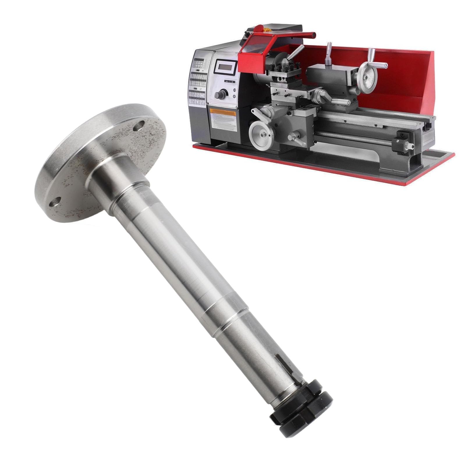 Eje de torno Xtevu, eje de acero de acero de diámetro de 20 mm, eje de reemplazo para torno MX 180D, husillo de herramienta para 7x12 8x14 180 Máquina, ensamblaje de torno de metal