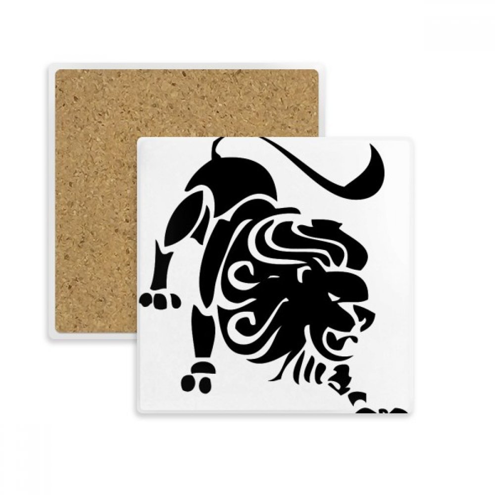 Sous-verre de zodiaque Lion carré en pierre avec motif constellation