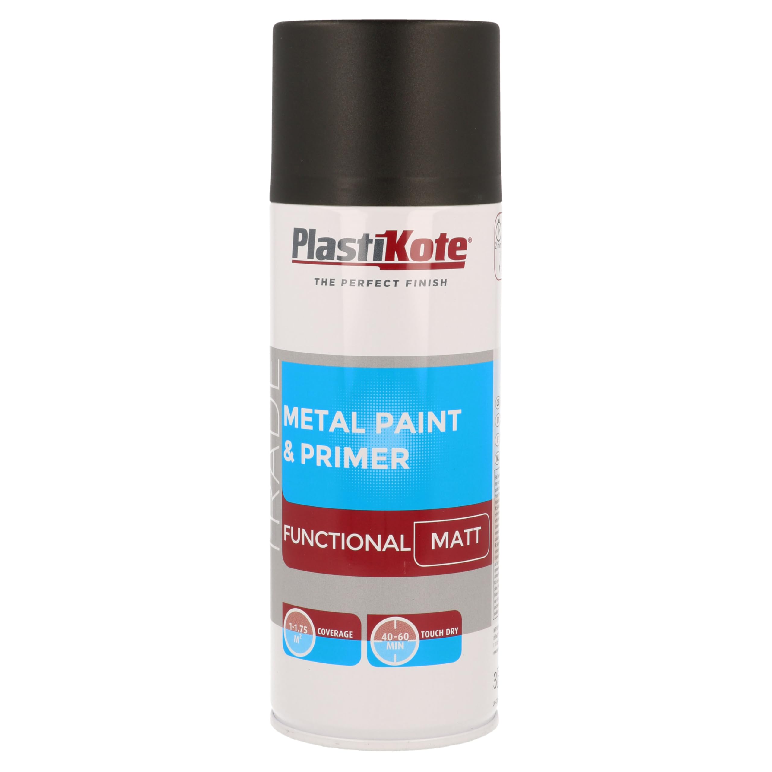 Plastikote Metal Paint & Primer Spray Paint 400Ml Matt In Black