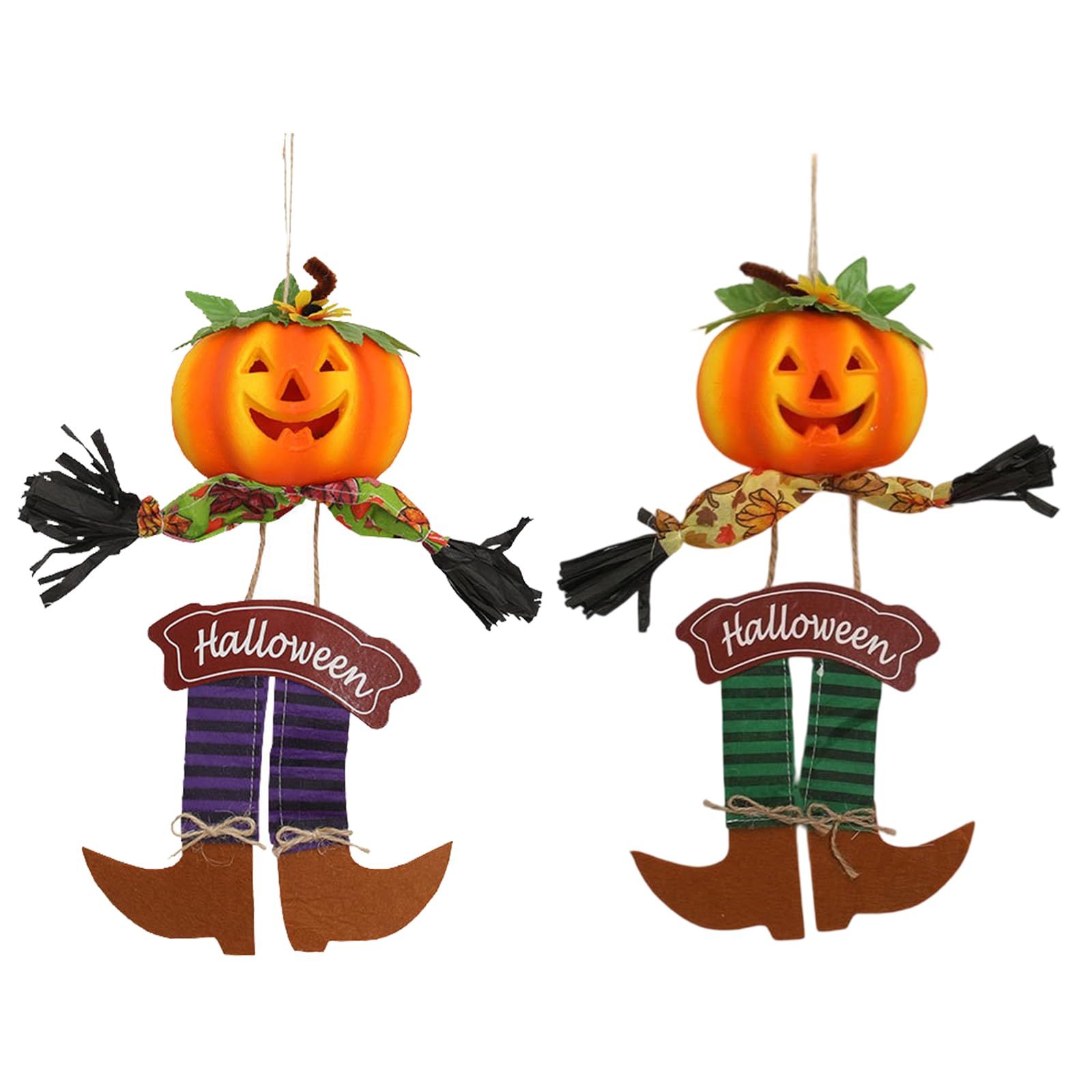 Nucelit 2Pcs Halloween Door Hanging Sign Decorations Pumpkin Ornament Fall Festival Decorations for Indoor and Outdoor Halloween Door Ornament