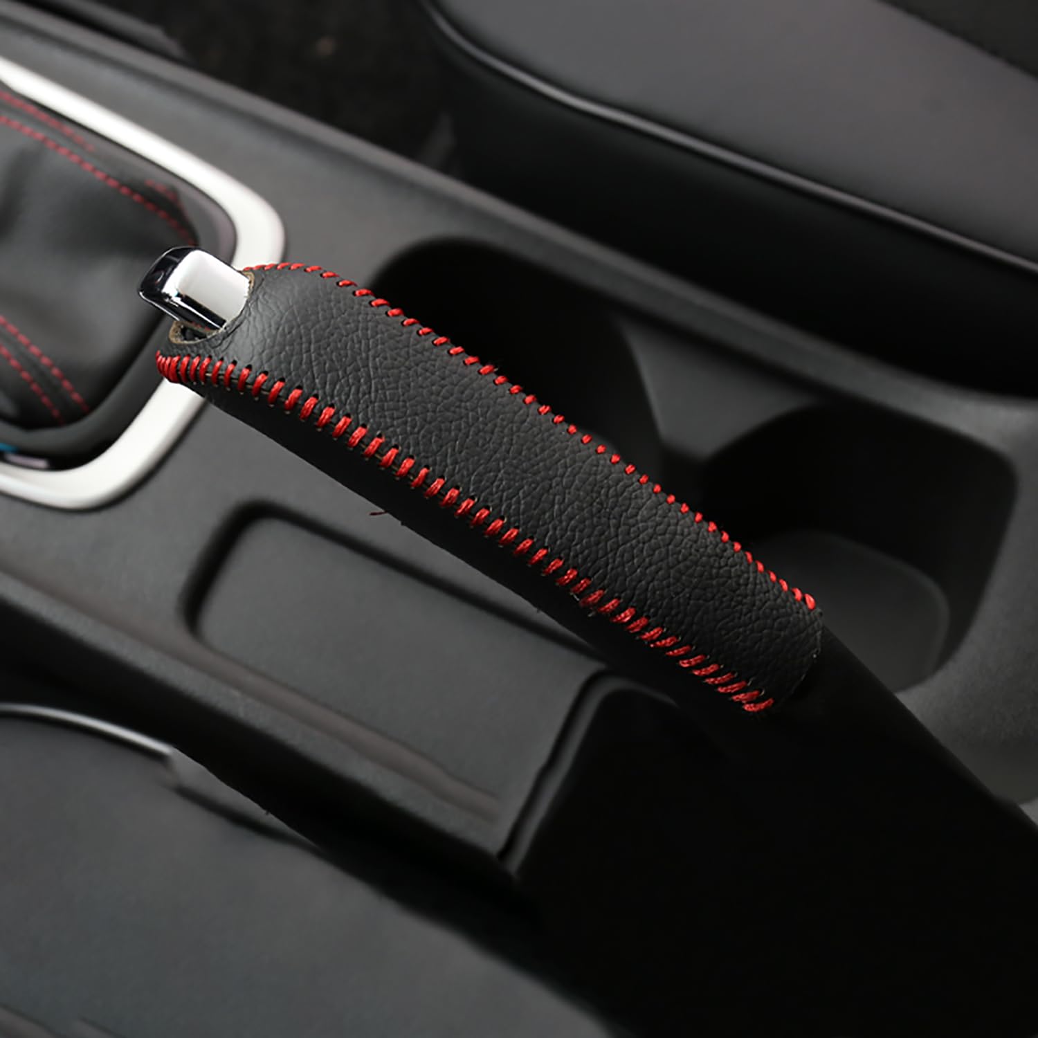 Car Leather Gears Handbrake Cover For Megane E-Tech 2022 2023 2024,Leather Gears Handbrake Cover Auto Interior Accessories,Red