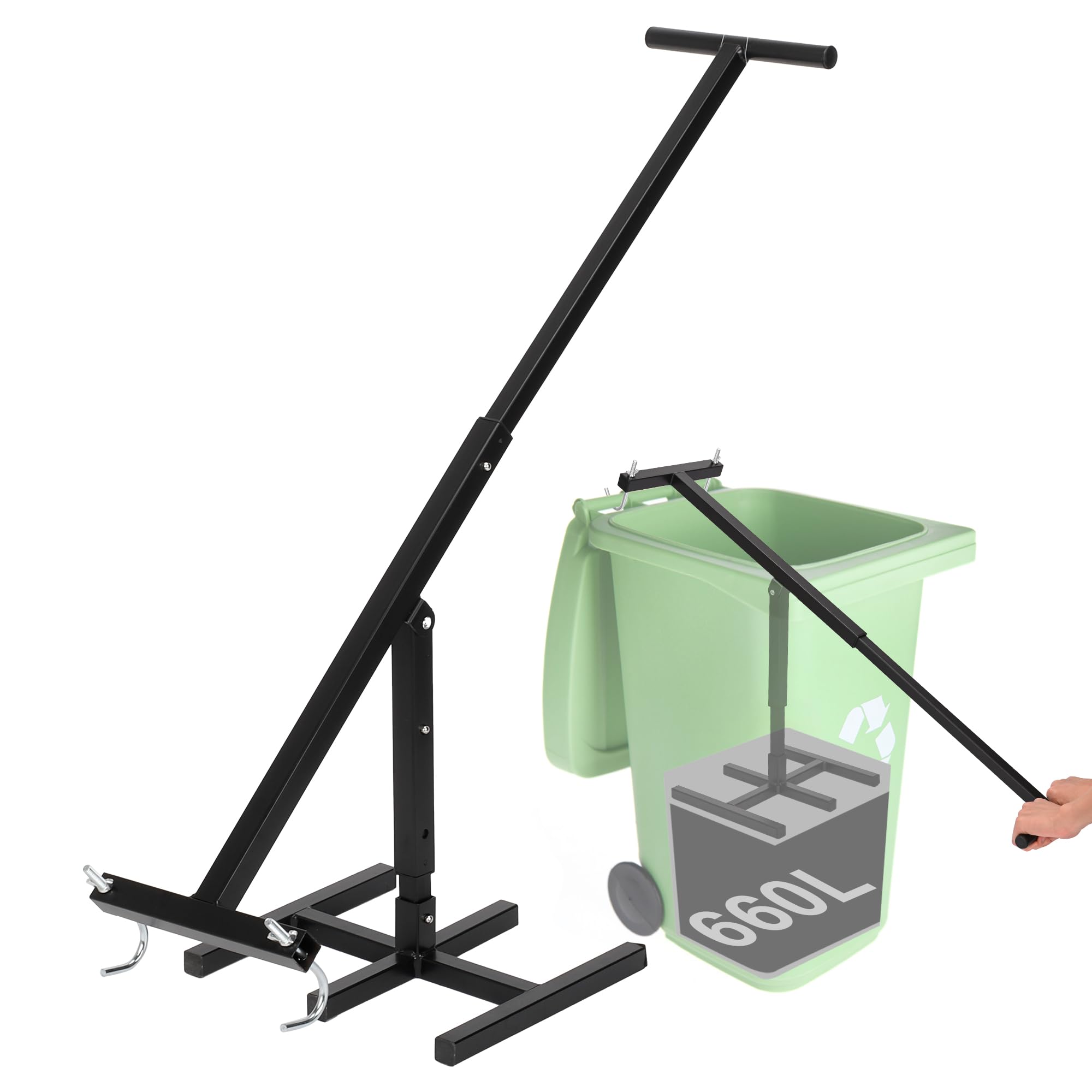 Manual Trash Compactor - Compacting Trash Can for Kitchen, Garbage Compactor for Outdoor Trash Bin, Touchless Trash Bin Compactor for 120-660l Wheelie Bins