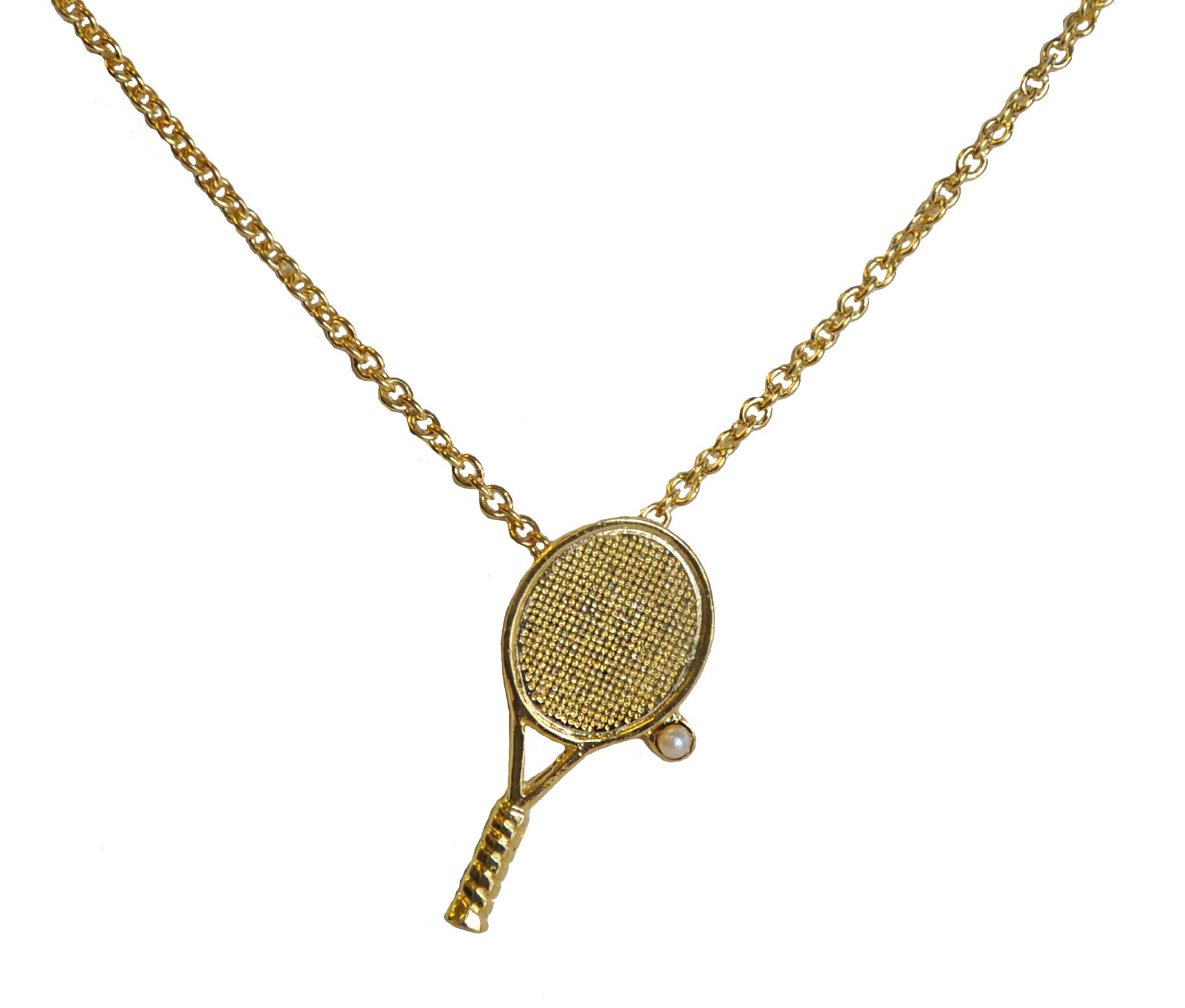 0.1ct ファッション K18 パール テニスラケットデザイン ペンダント 