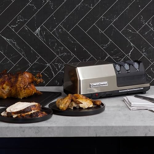 Miniatura 4 de Chef'sChoice Afilador de cuchillos eléctrico comercial profesional con módulo de afilado de 20 grados, abrasivos de diamante al 100% y guías de