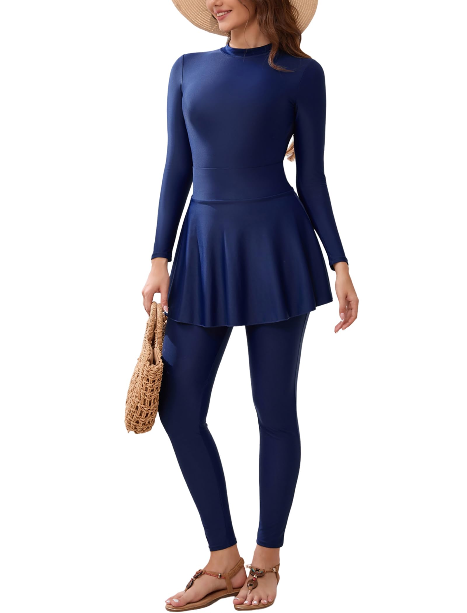 ODIZLI Women's Muslim Swimwear Suit Rash Guard Long Sleeve Swimsuit Surfing Bathing Suit Wetsuit
