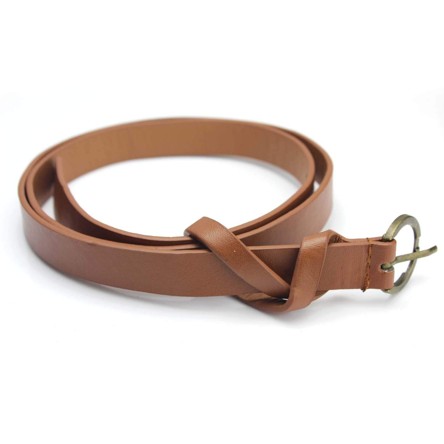 romp fashion Women'S Dark Brown P.U Leather Braided Buckle Belt For Casual And Partyware-picture-46