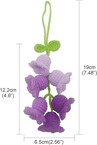 Miniatura 2 de Adorno colgante para espejo retrovisor de automóvil, cesta de flores de ganchillo, accesorio para plantas, adorno de automóvil hecho a mano,