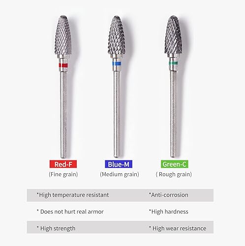Miniatura 2 de 3 brocas de uñas 5 en 1 de 332 pulgadas, brocas profesionales de tungsteno para uñas de 332 pulgadas, tamaño de vástago de 332 pulgadas, para uñas