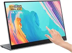 Monitor Portátil 4K 15.6", Tela Touchscreen UHD IPS, 100% sRGB, USB-C/HDMI, Alto-falantes Duplos, Corpo em Liga de Alumínio, Compatível com Notebook, PC, Smartphone, PS4/5, Xbox, Switch