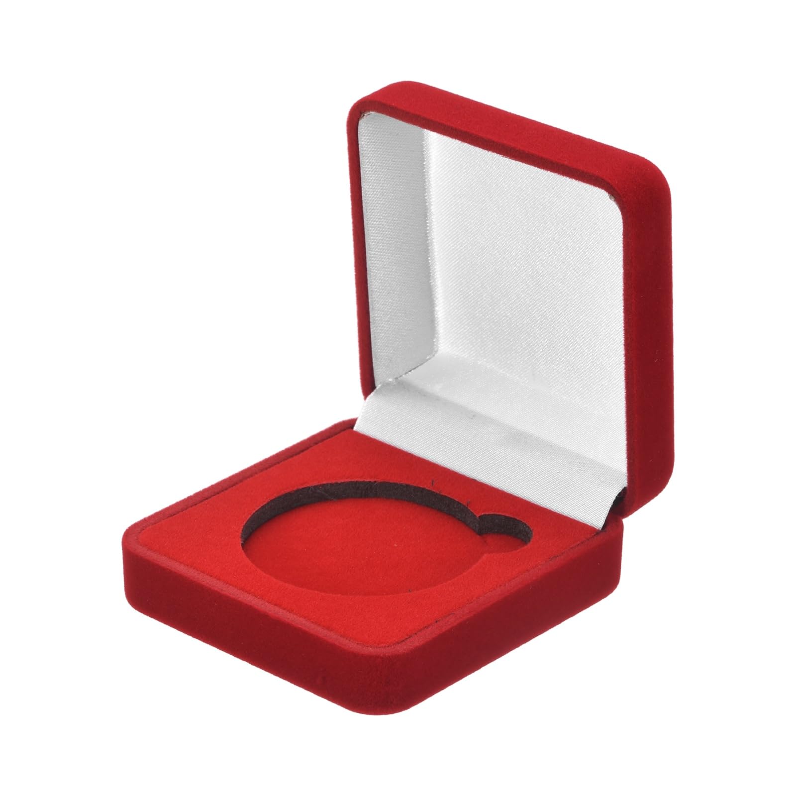 PATIKIL Velvet Challenge Coin Presentation Display Box, 45mm Coin Display Case Badge Gift Storage Protective Holder for Commemorative Medals Tokens Collection, Red/White