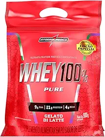 Integralmedica - Whey Protein Concentrado Gelato Di Latte 100% Pure Sabor de leite - 21g de Proteína por Scoop, Suplementação Alimentar Pós-Treino, Fórmula Enriquecida com BCAAs - Pouch 900g