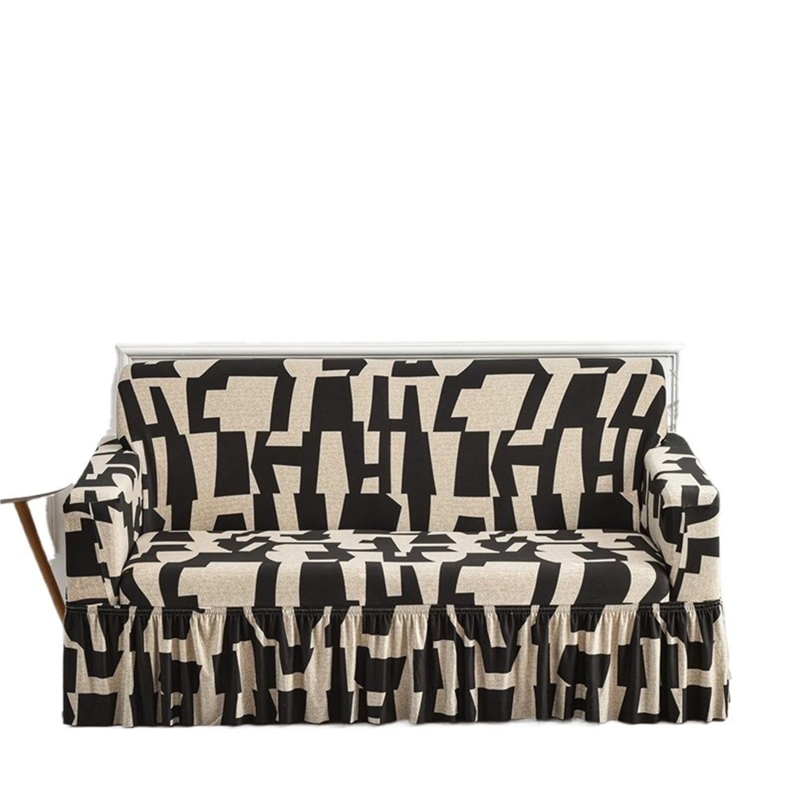 SUBLXPoten Sofa Cover with Skirt 1pc Geometric Printed Seat Sofa Skirt Protector Stretch Couch Cover(Color 16,L (190-230cm))