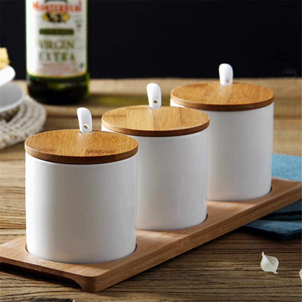 Pojemnik Na Przyprawy, Dozownik Do Przypraw, Pojemnik Na Sól, Ceramiczny Pojemnik Na Przyprawy, Zestaw Do Przypraw, Pojemnik Na Przyprawy,White-One Size