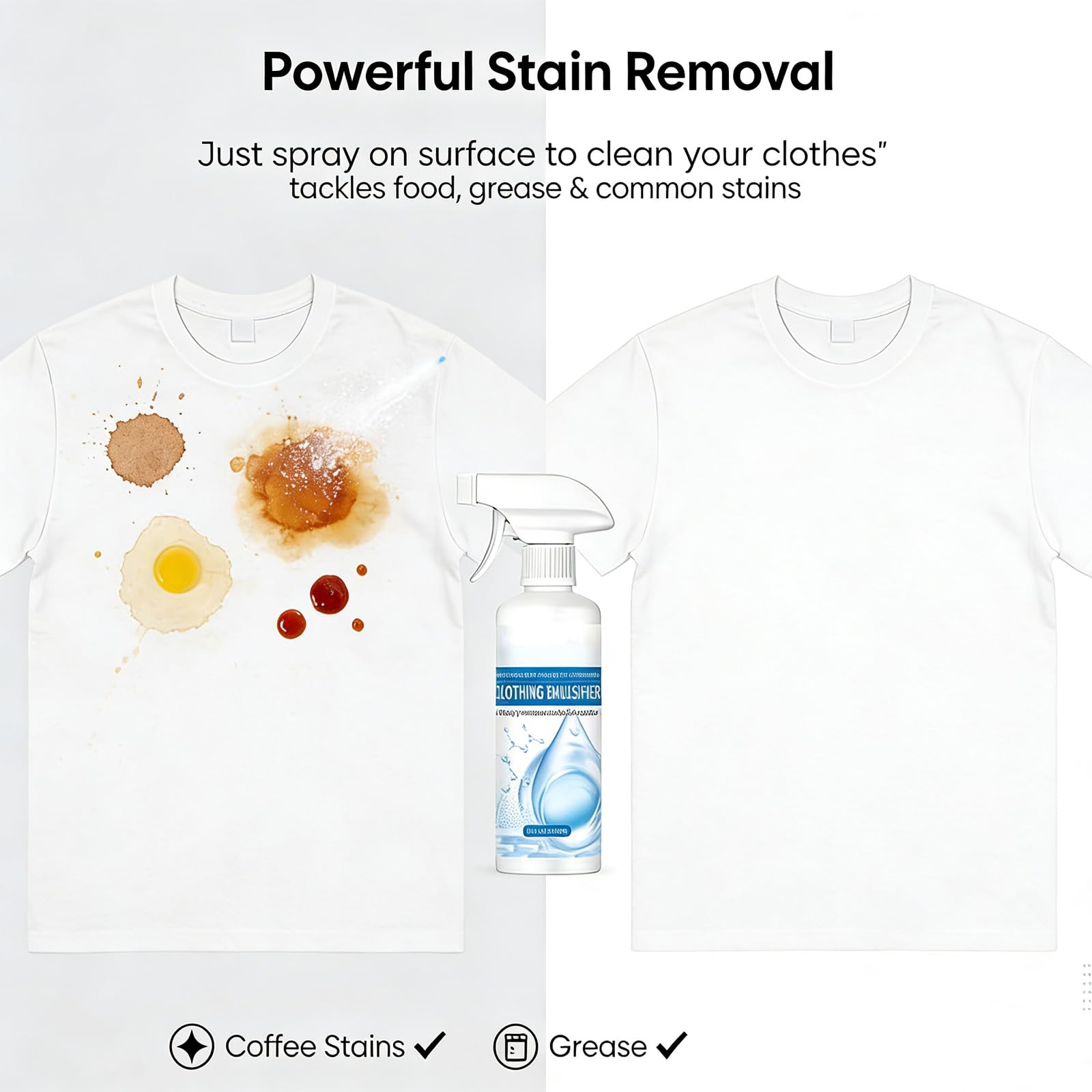 2026 New Clothing Emulsifier,Cleanse Spray,Powerful Stain Remover Clothes Dry Clean Spray No Damage Fabric Spot,non-ionic laundry pre-treatment (1pcs)