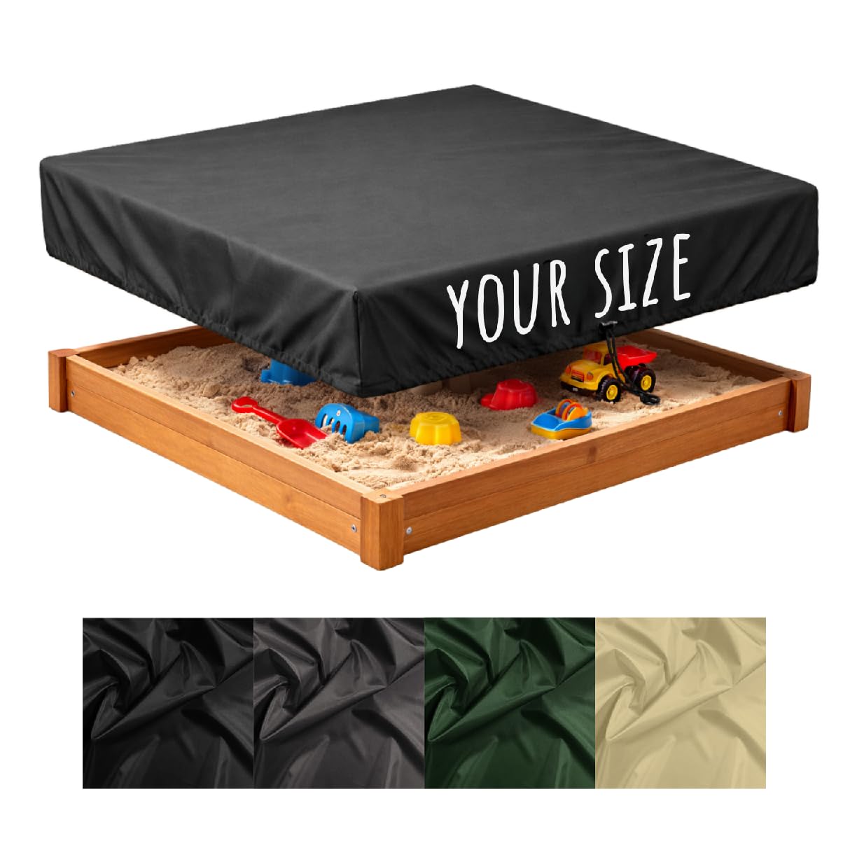 Personalised Sandbox Cover Made to Measure, Breathable, Water-Repellent, Windproof, Custom Protective Cover, Black[131]