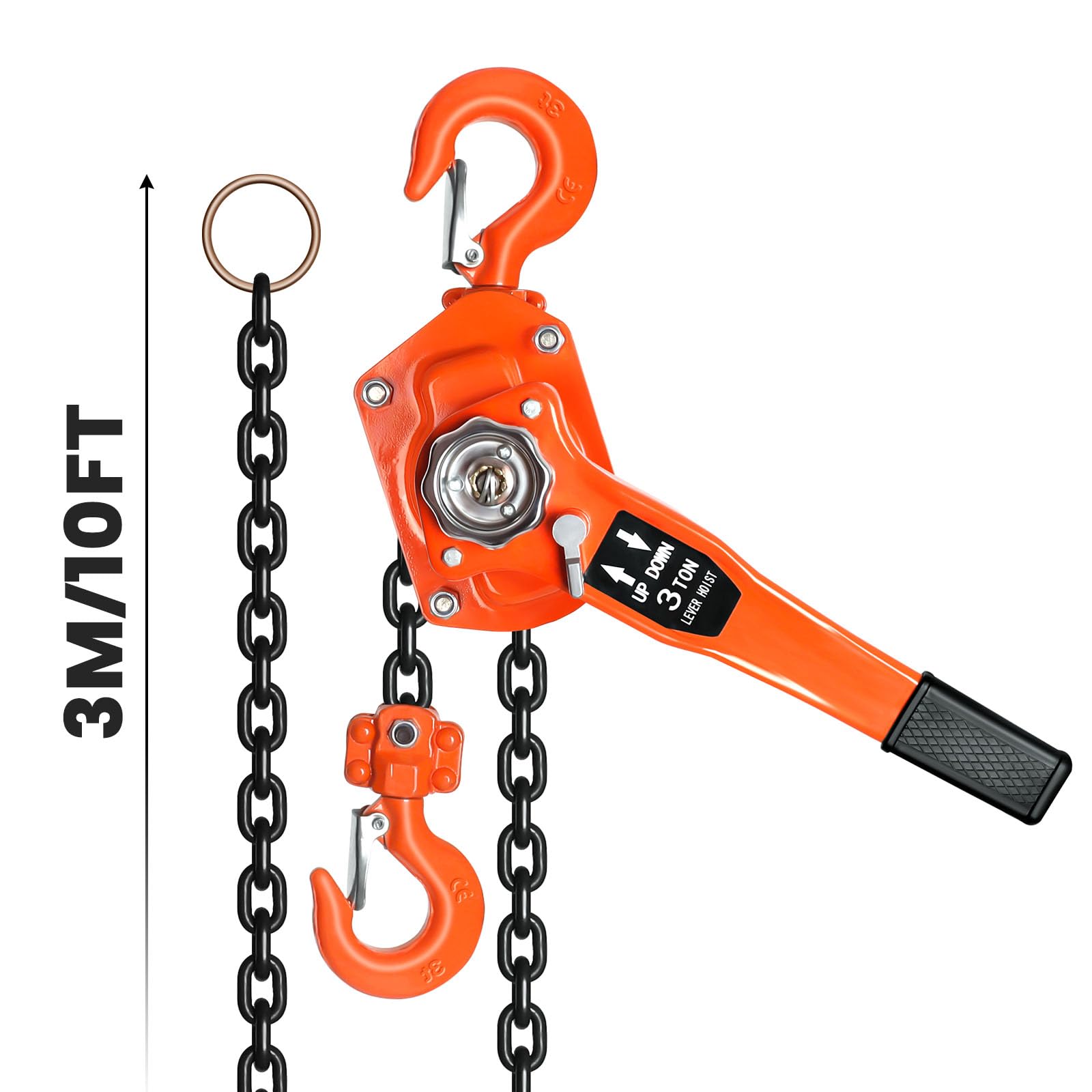 Hebelzug Manuell 2 Tonnen G80 Galvanisierter Stahl Doppel Haken 360 Grad Drehbar Ratschenzug fur Baustelle Garage Lager Schwerlast Hebezeug Profi Kettenzug(1.5t-1.5m)