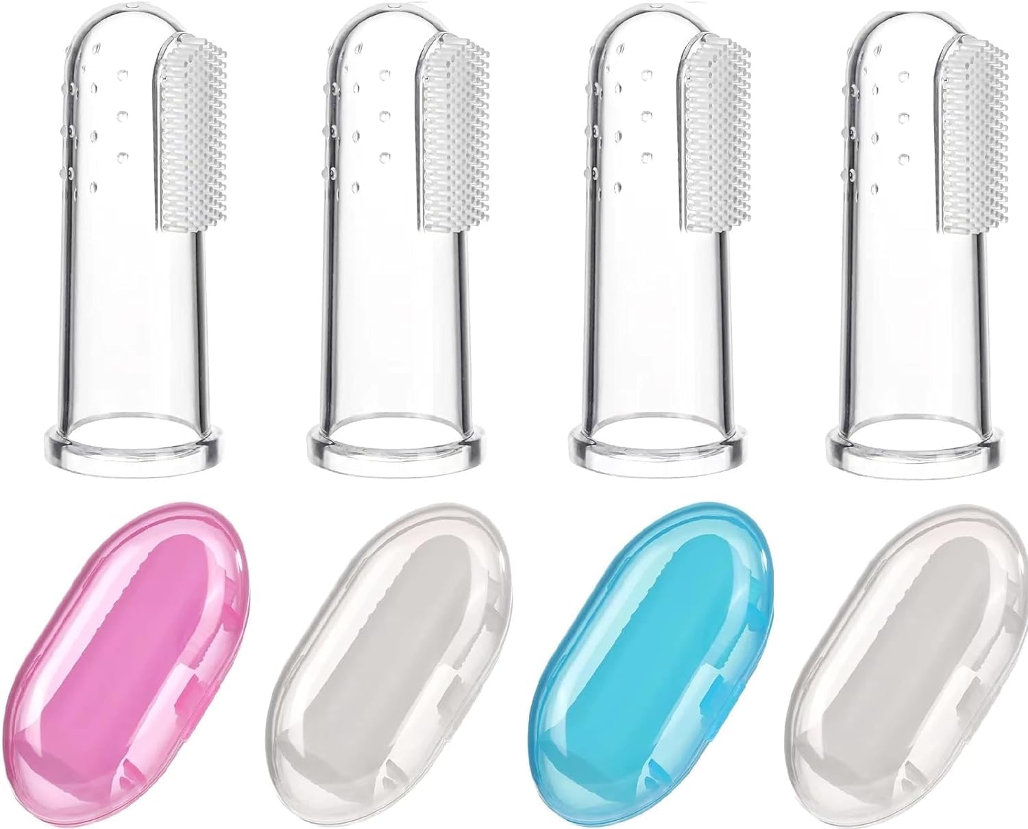 The Moms care Baby Finger Manual Toothbrush Of Silicon Made Food Grade Quality Bpa Free With Storage Case Multi-Color Pack Of-4-image-9