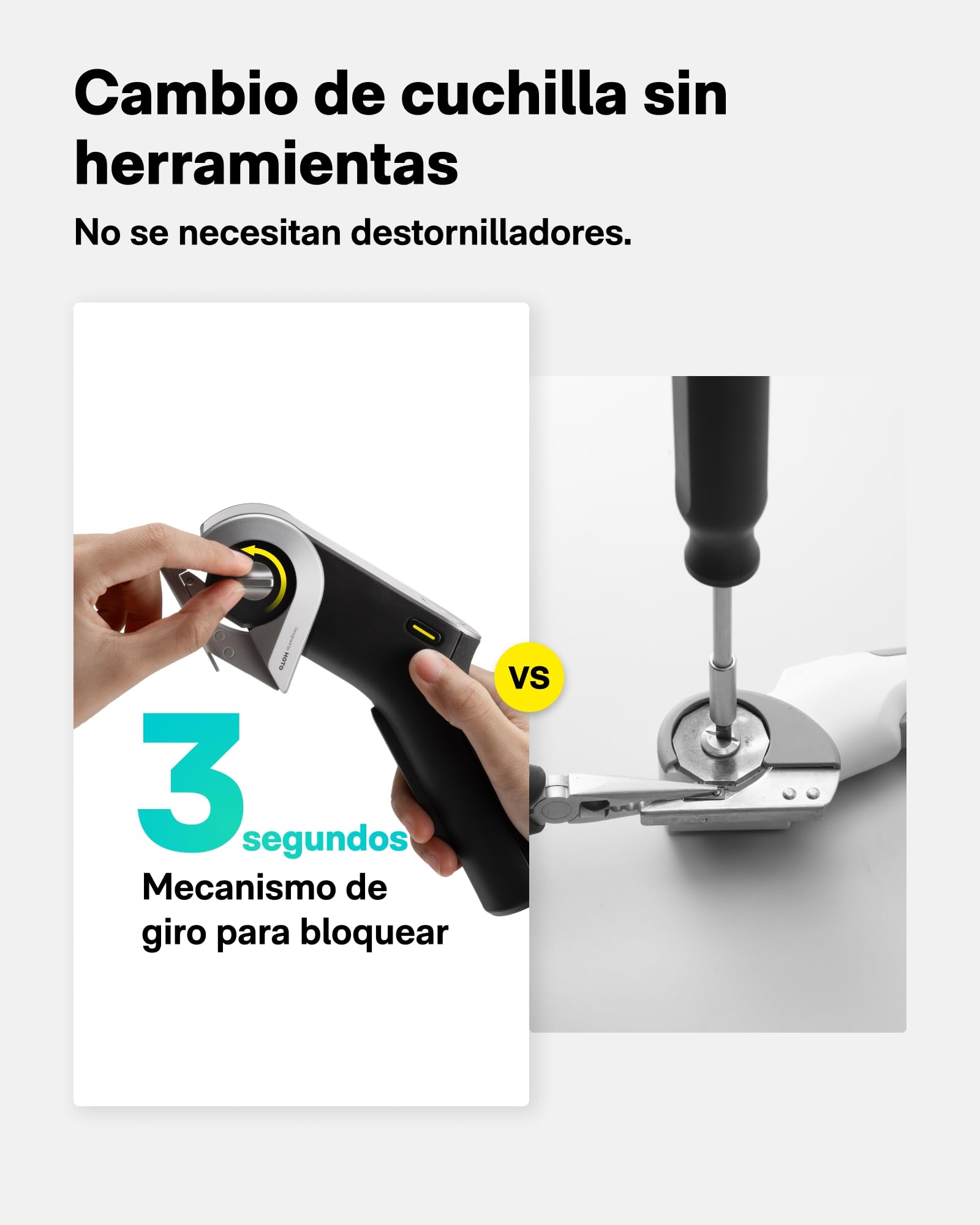 HOTO Ciseaux eléctricos sin cable EdgeFlow, hoja de titanio y pantalla LED, cutter recargable para cartón, bloqueo de seguridad, para cartón, moqueta, cuero, bricolaje