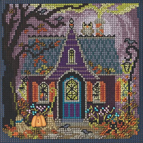 Image of Mill Hill Haunted Cottage Beaded Counted Cross Stitch Kit 2023 Buttons & Beads Autumn MH142324