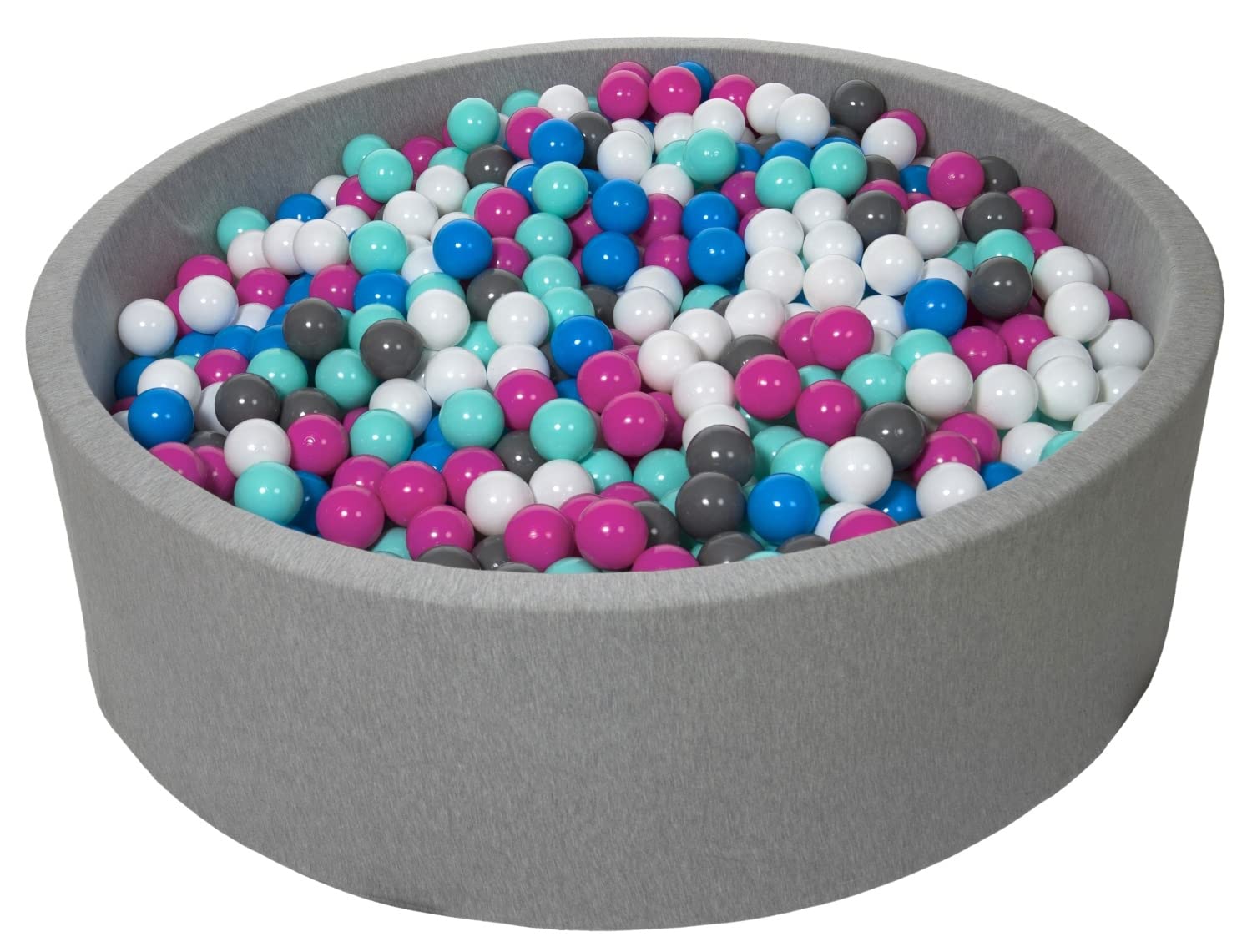 Velinda Piscina Infantil para ninos de Bolas Pelotas 1200 Piezas, diámetro 125cm (Colores de Bolas: Blanco, Azul, Rosa, Gris, Turquesa)