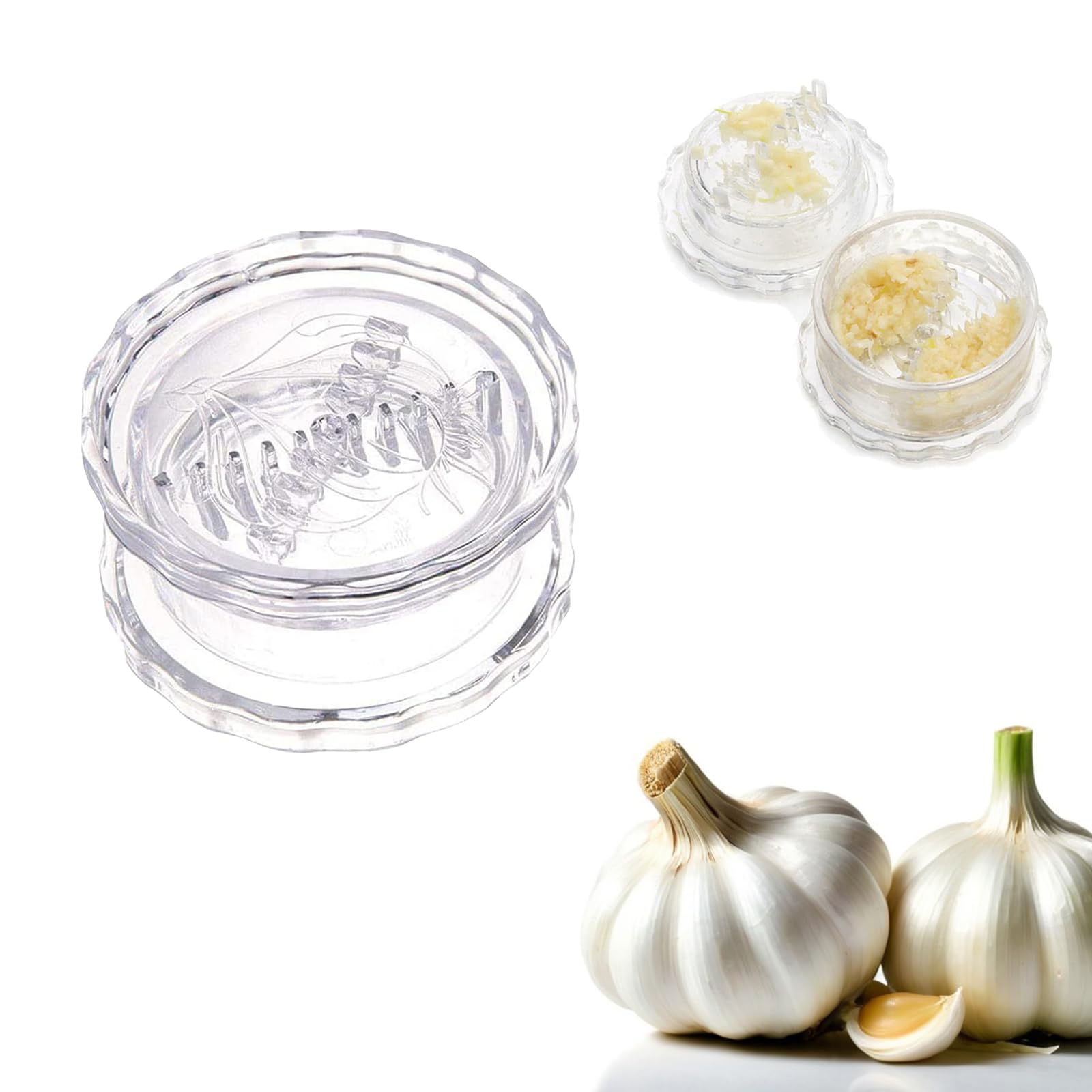 Manual Garlic Mincer Grinder Rocker Press - Transparent White | Kitchen Tool for Garlic, Ginger, Vanilla, Nuts | Easy Use and Clean | Ergonomic Design