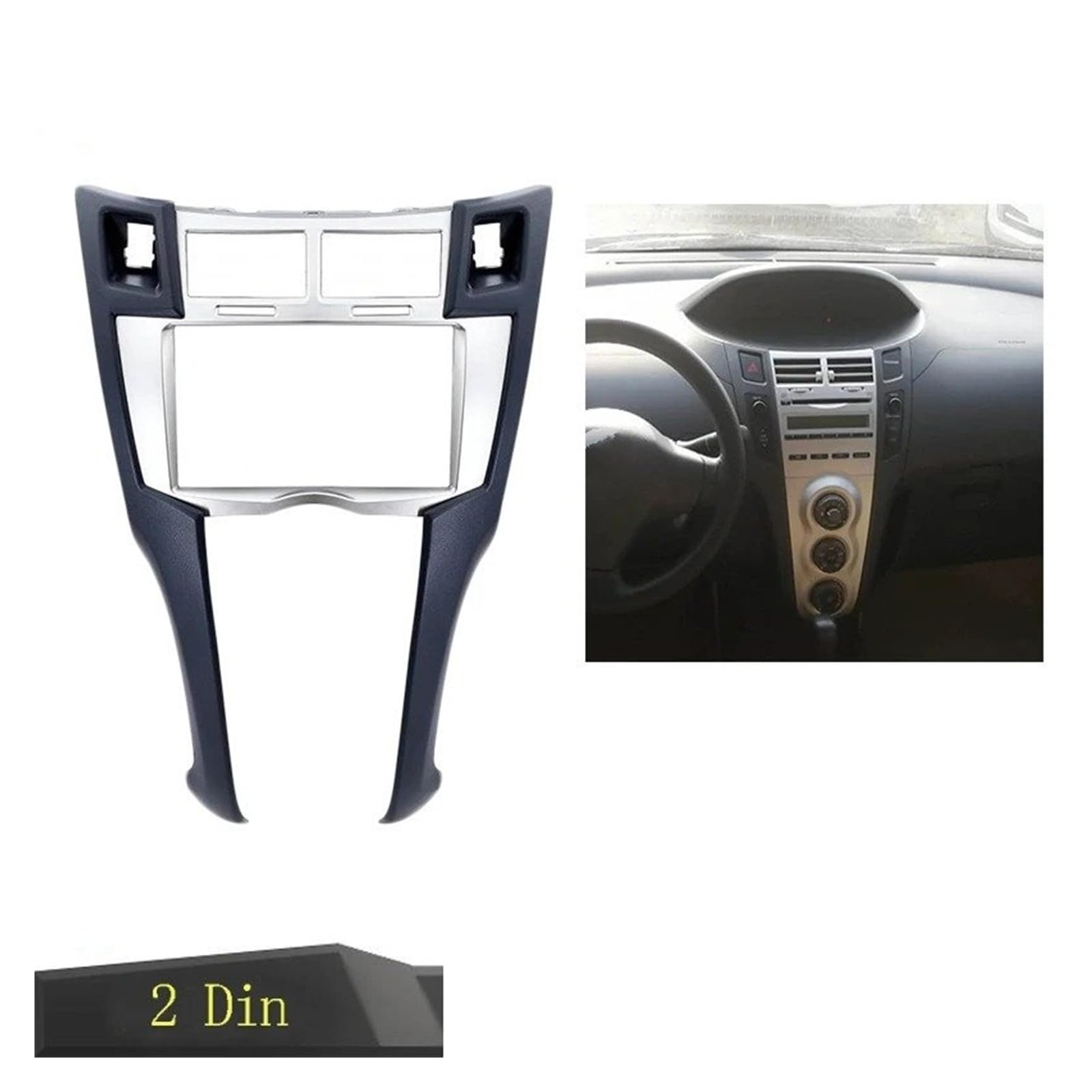Fascia Marco Marco Radio Coche Doble 2 DIN Kit Tablero Panel Estéreo Cubierta Bisel Embellecedora para Toyota para Yaris para Vitz Platz 2005-2011 Juego Panel Radio