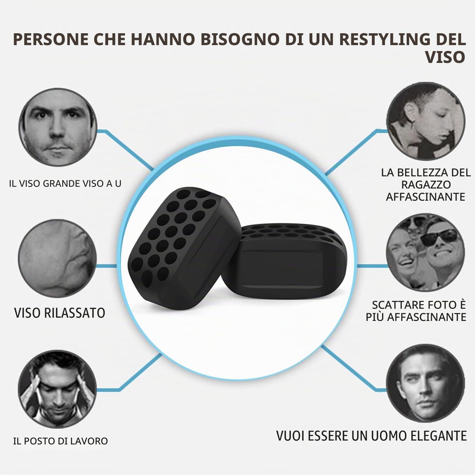 JSMTKJ 6 Piece Jawline Exerciser, Mascella Allenamento Uomo, Doppio Mento Palestra Equipment, Jaw Line Muscle Trainer per Uomini e Donne