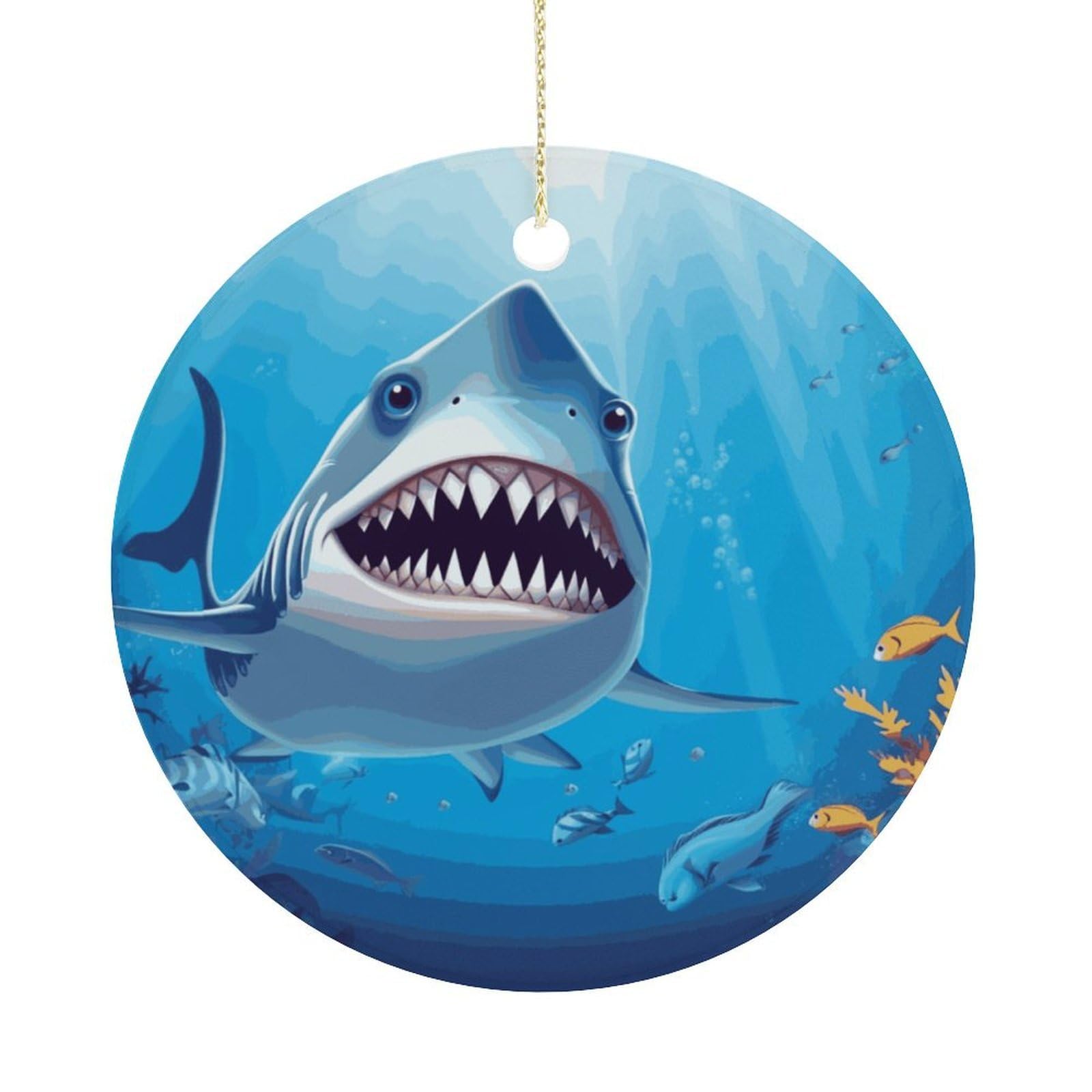 Adfgyerh Women's Style Smiling Shark Hanging Ceramic Ornaments, Christmas Tree Decorations, Funny Home Decor Gifts For Sisters & Work Best Friends