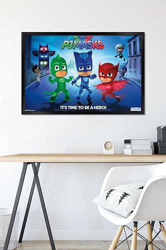 Miniatura 6 de Trends International PJ Masks - Póster de pared con texto en inglés "It's Time To Be A Hero", 22.375 x 34 pulgadas, versión con marco negro