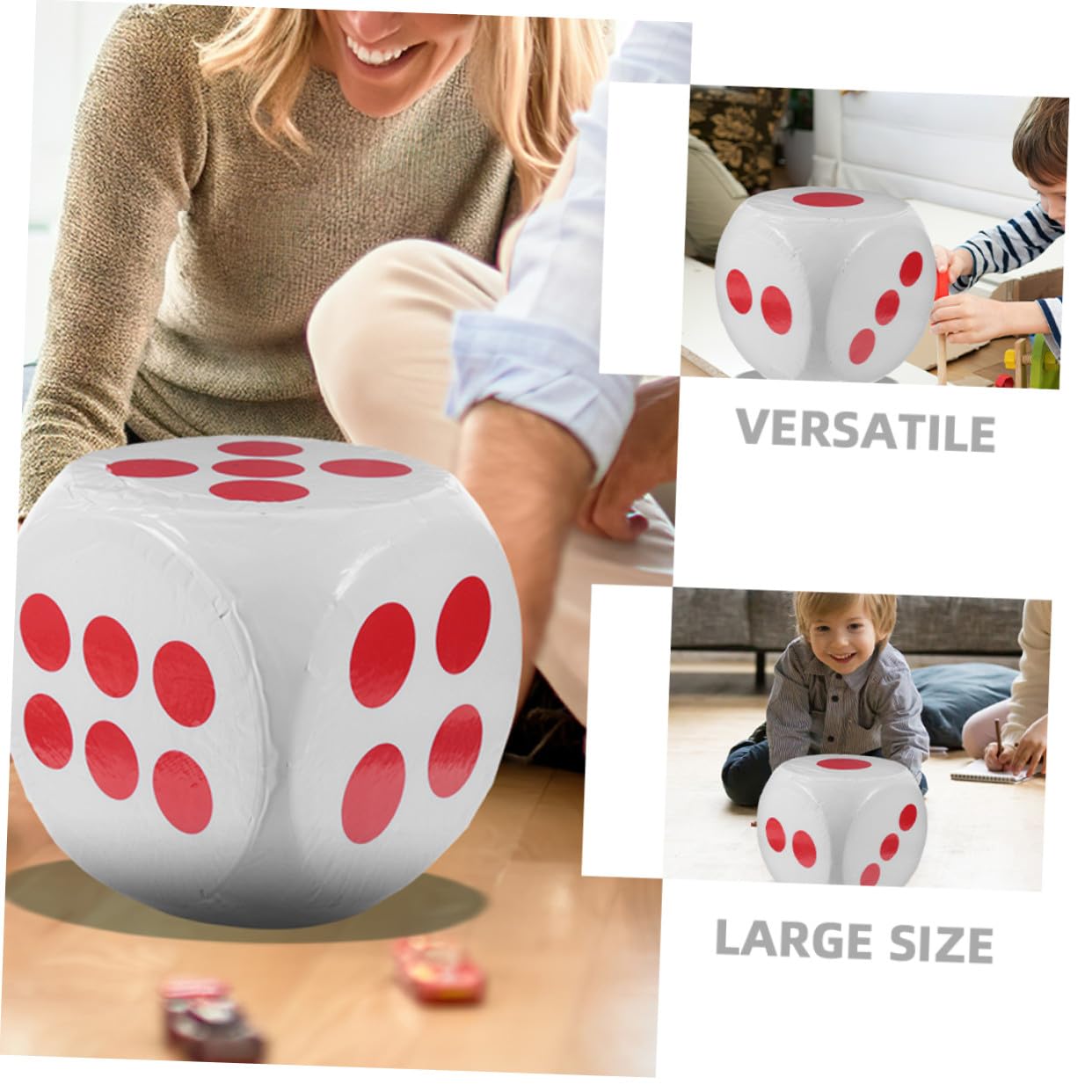 Dado Grande de Goma Espuma Blanco 30cm, Juego Estándar de 6 Caras, Borrado en Seco, Adecuado para Aula, Hogar y Fiestas