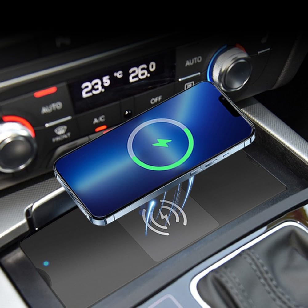 Para A6 A7 S6 S7 RS7 15W Soporte de carga inalámbrica para vehículos 2009-2018 Apoyo Eficiente Entrega de energía en el coche