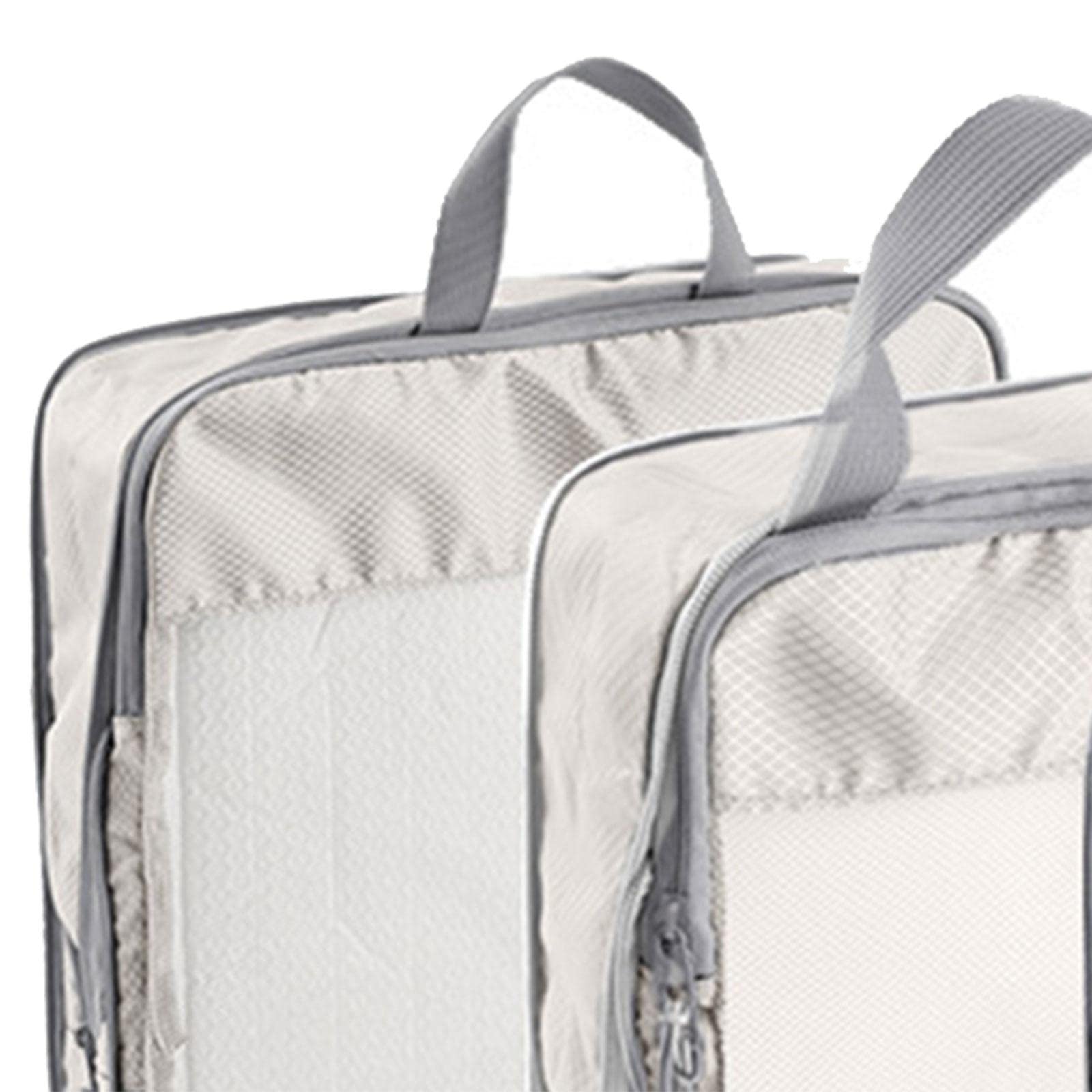 8 Tragbare Packwürfel Aus Polyester, Gepäckbeutel Aus Netzgewebe, Reisegepäck Organizer, Wäschebeutel für Geschäftsreisen, Outdoor Camping, Beige