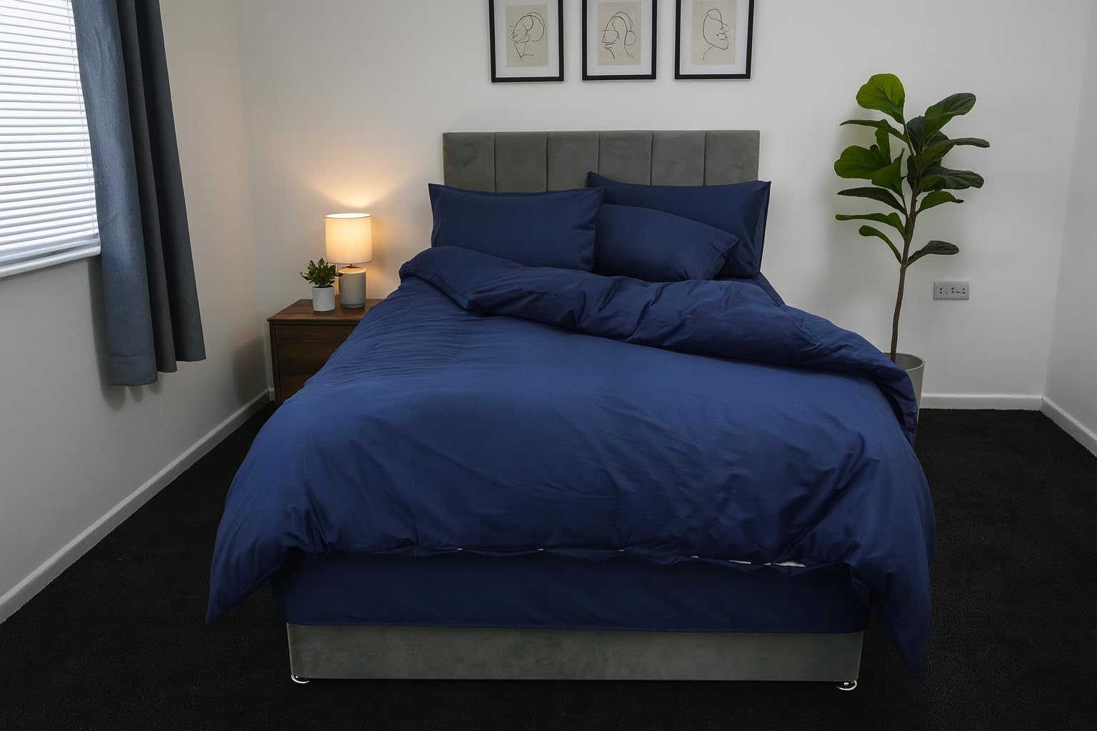 ARLINENS Plain Dyed Duvet Quilt Cover Bedding Set With Pillowcases in following colours and Sizes (DOUBLE, ROYAL BLUE)
