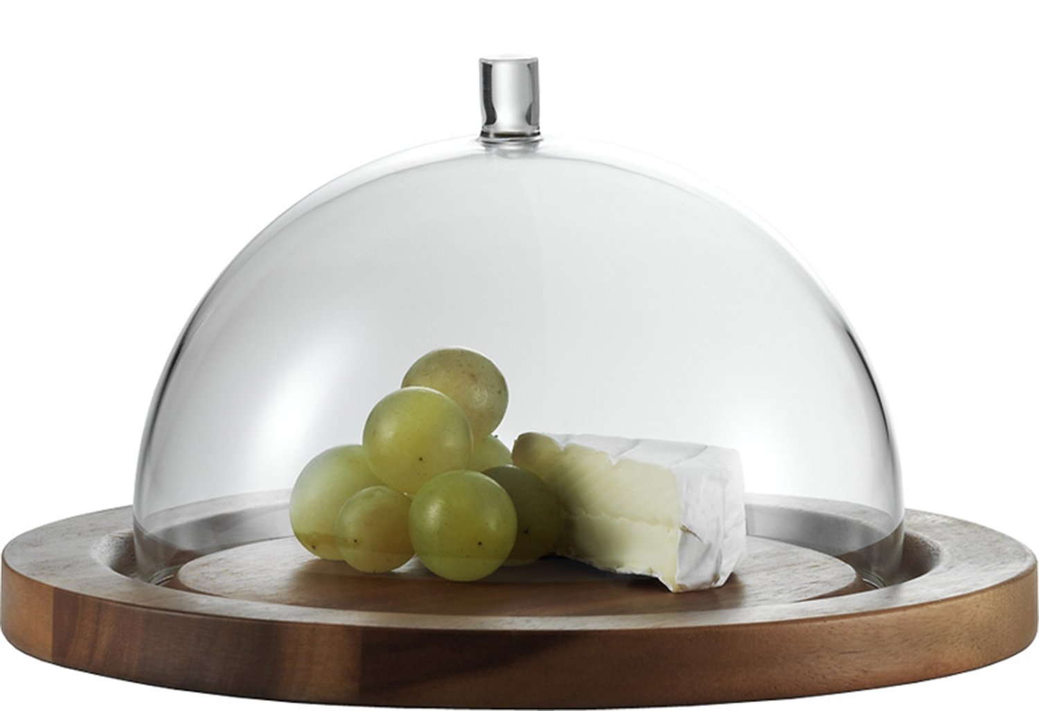 Jenaer Glas Concept Storage Collection Cheese Dome with Acacia Plate, 9.5-Inch
