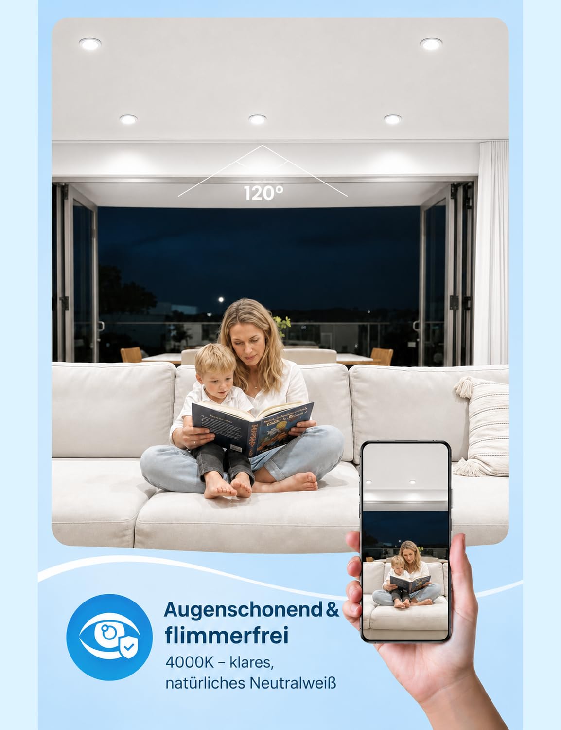 20er LED Einbaustrahler 230V Neutralweiß, 68-80mm Lochmaß
