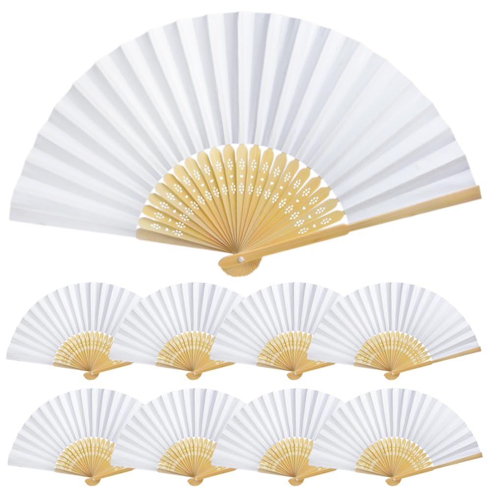 50 Stück Fächer Hochzeit, Handfächer Weiße, Bambus Fächer Personalisiert, Gäste Geschenk Fächer für Hochzeit Deko DIY Sommer Party