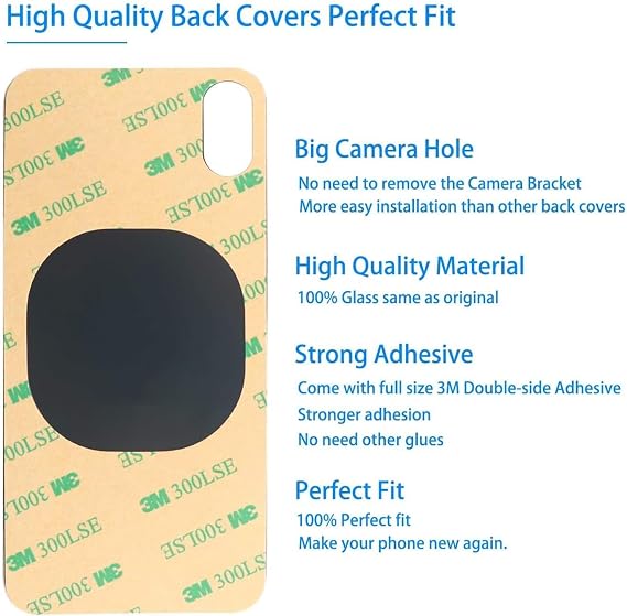 オリジナル リアバックガラス 交換用 iPhone X 5.8インチ対応 すべてのキャリアに接着剤と修理用Xツールが取り付けられていますシルバー