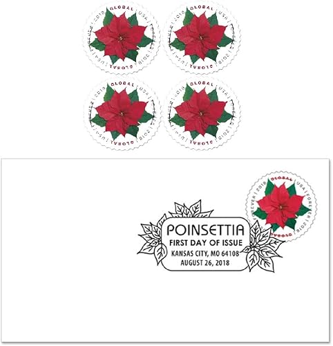 2018 Global Poinsettia Forever Sellos siempre buenos para correo internacional de primera clase de 1 onza  Bloque de 4 sellos