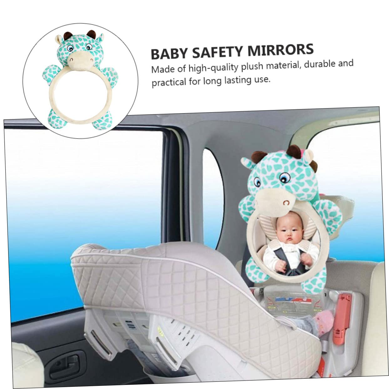 KOMBIUDA 3pièces Miroir De Sécurité Arrière Pour Girafe Miroir Observation Pour Siège Auto Installation Facile Et Durable Design Adorable Pour Parents