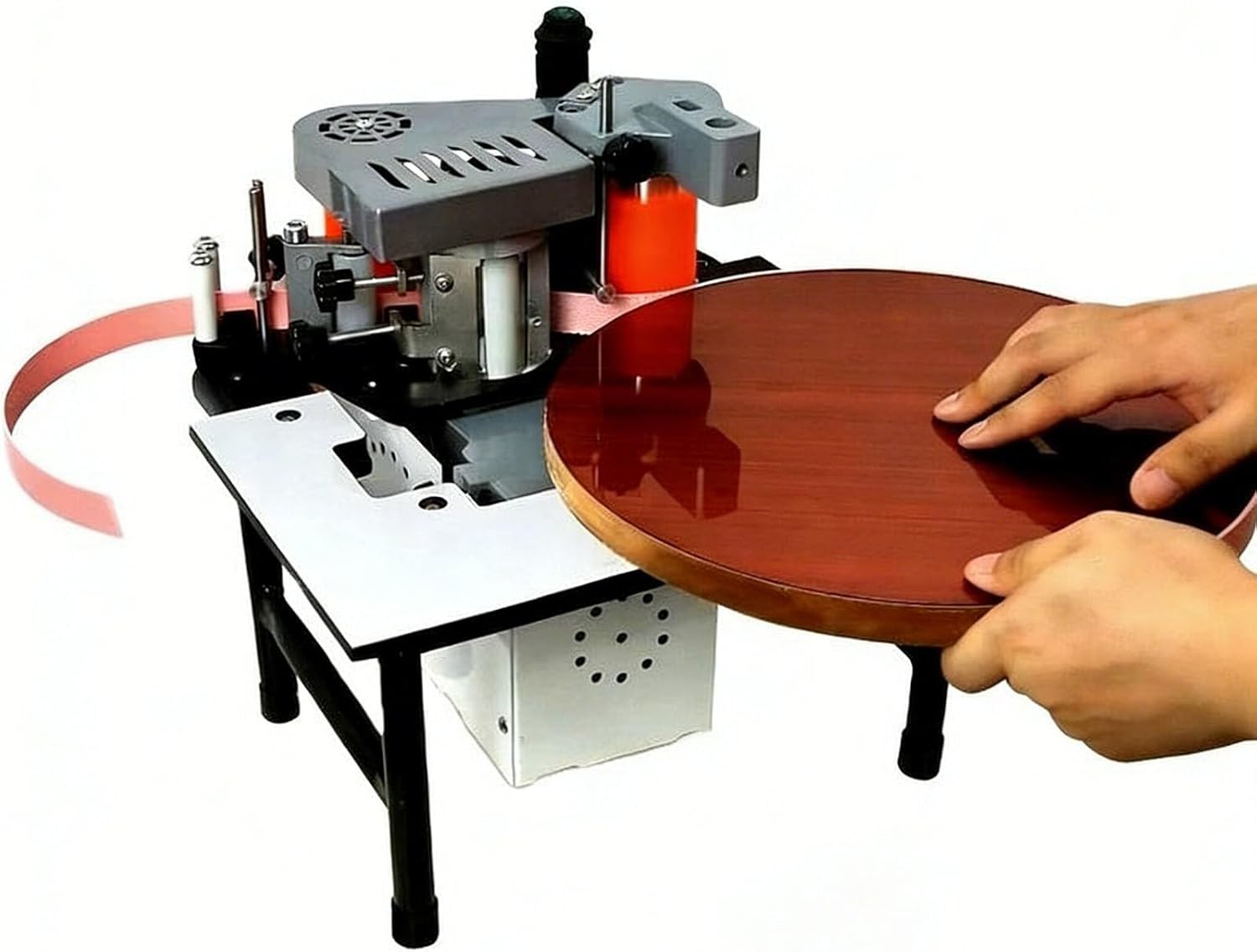 1200w Double-Sided Glue Applicator,Portable Woodworking Edge Banding Machine,1000ml Hot Melt Adhesive Tank, Ideal for Curved & Straight Panel Trimming,Cabinet Tool White